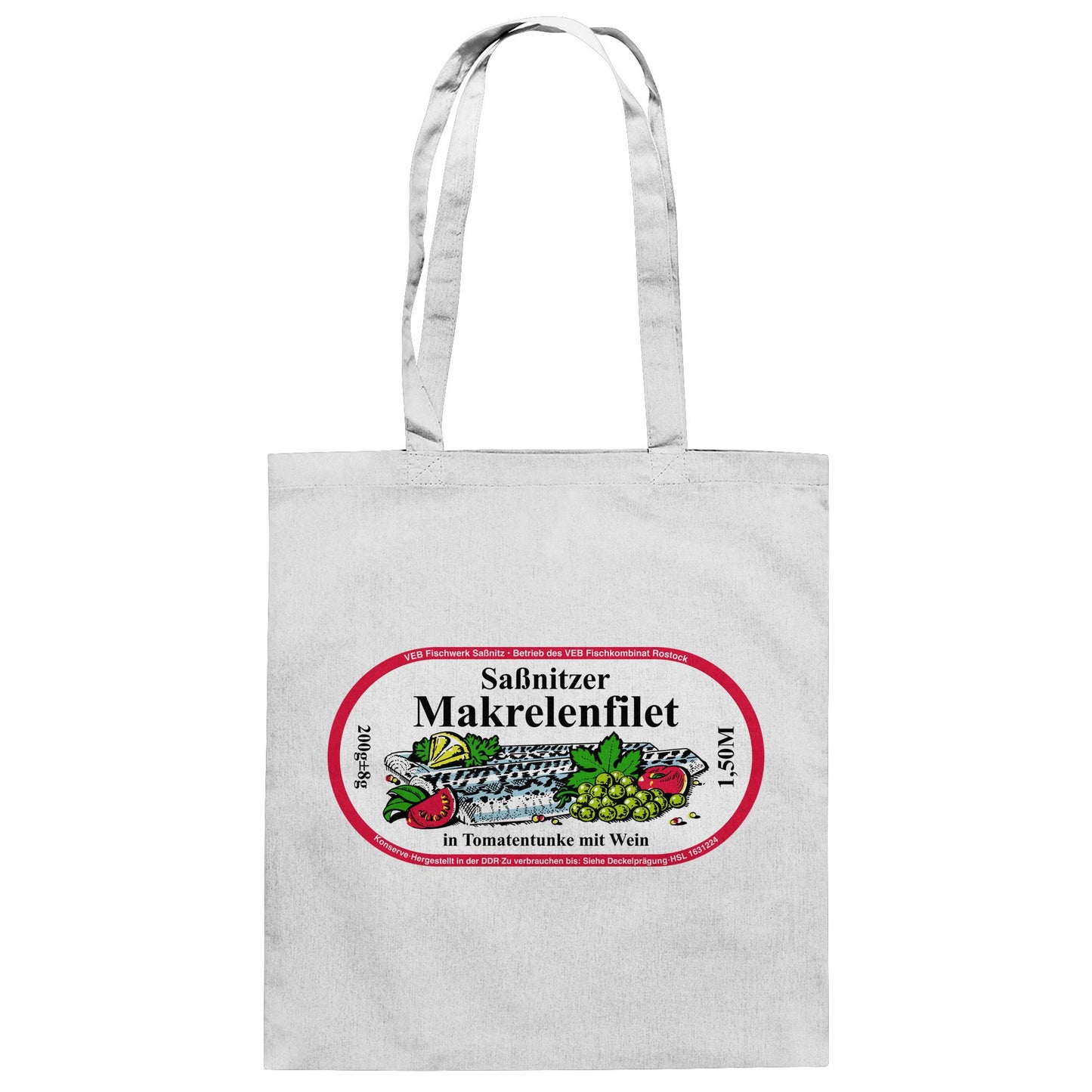 DDR Ostalgie Baumwolltasche • SASSNITZER MAKRELENFILET - VEB FISCHWERK