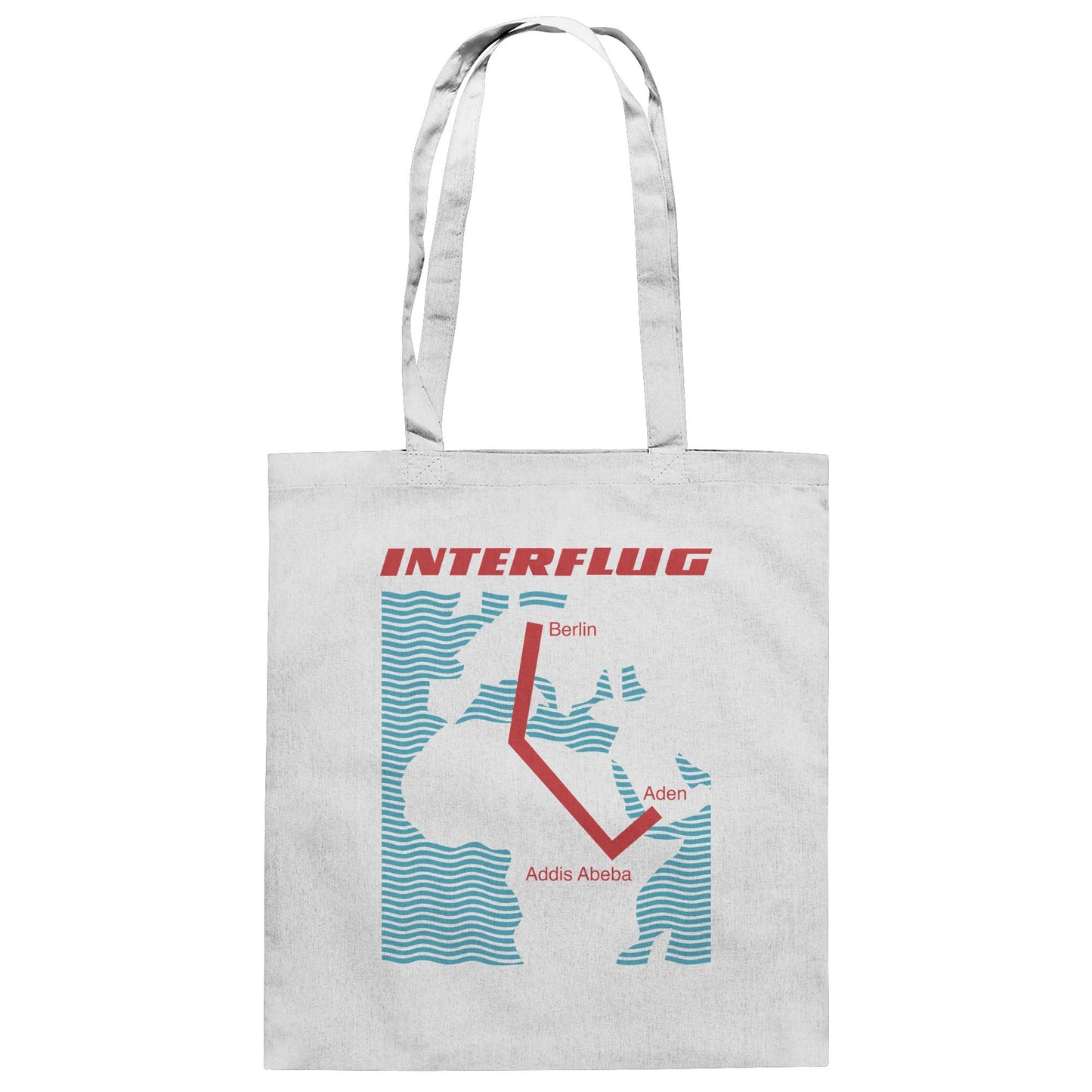 DDR Ostalgie Baumwolltasche • INTERFLUG BERLIN - ADDIS ABEBA (ORIGINAL SONDERSTEMPEL)