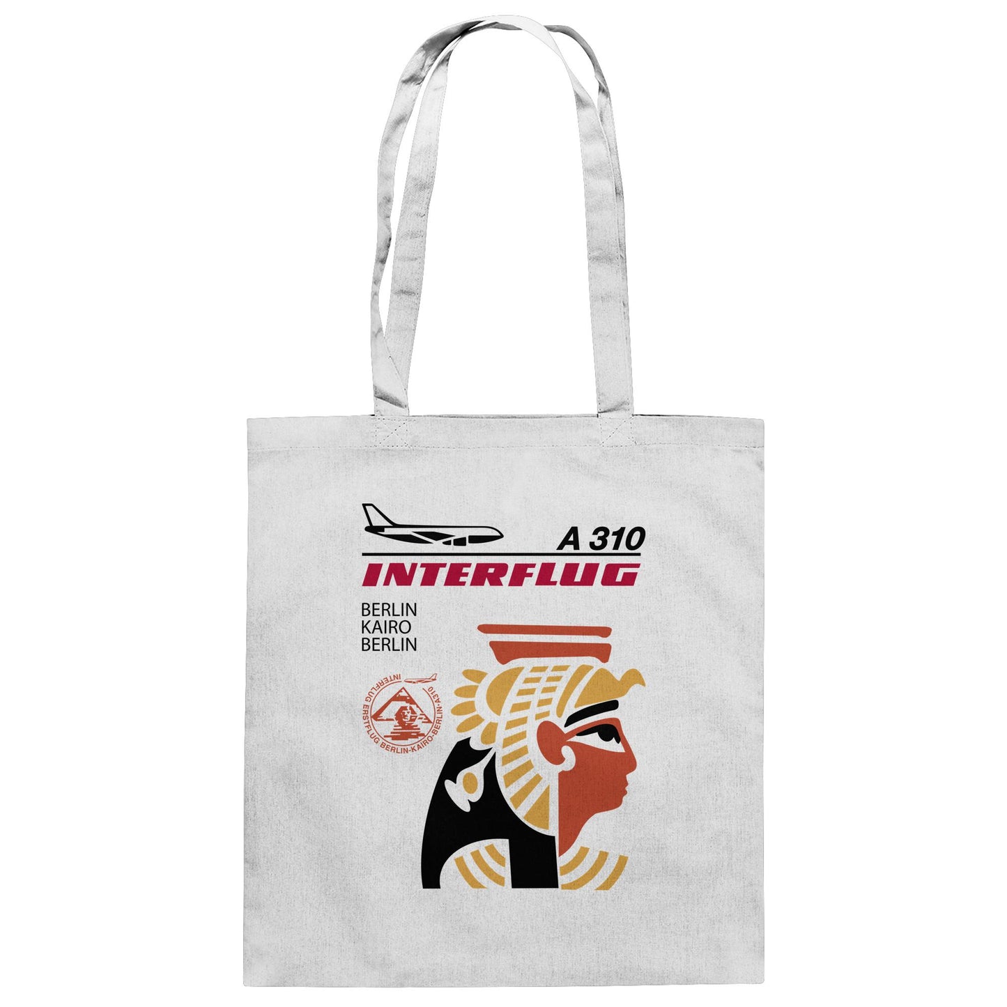 DDR Ostalgie Baumwolltasche • INTERFLUG BERLIN - KAIRO (ORIGINAL SONDERSTEMPEL)