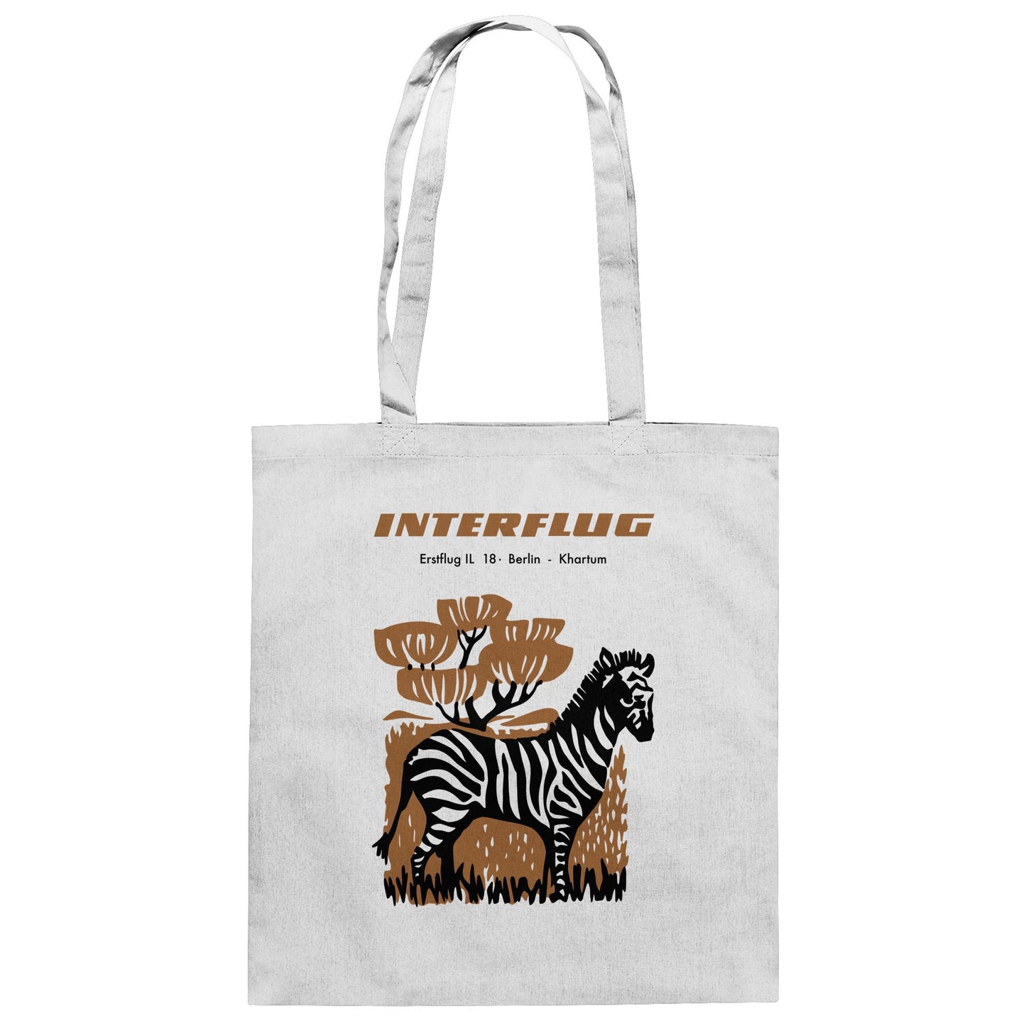 DDR Ostalgie Baumwolltasche • INTERFLUG BERLIN - KHARTUM (ORIGINAL SONDERSTEMPEL)