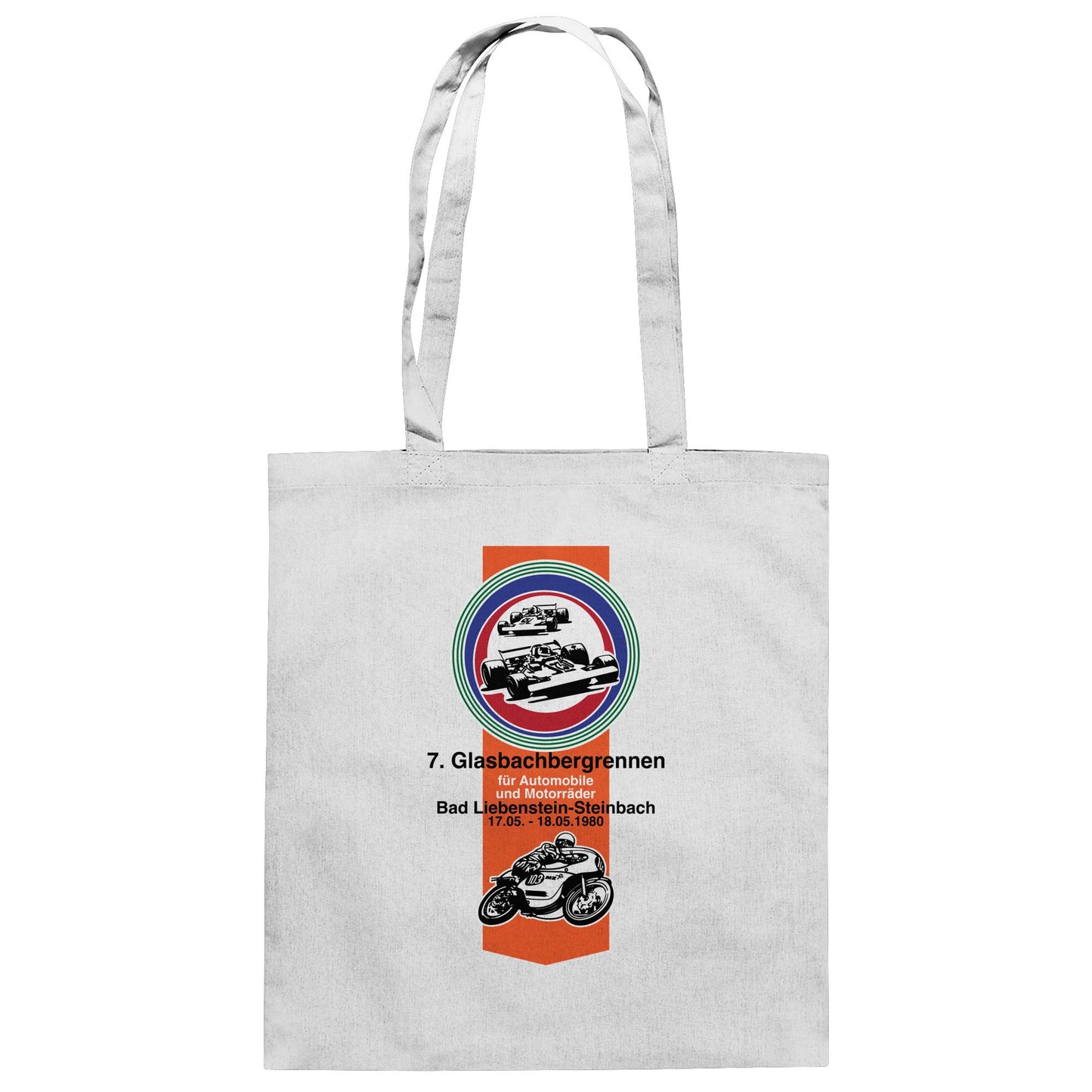 DDR Ostalgie Baumwolltasche • GLASBACHBERGRENNEN BAD LIEBENSTEIN (ORIGINAL WIMPEL)