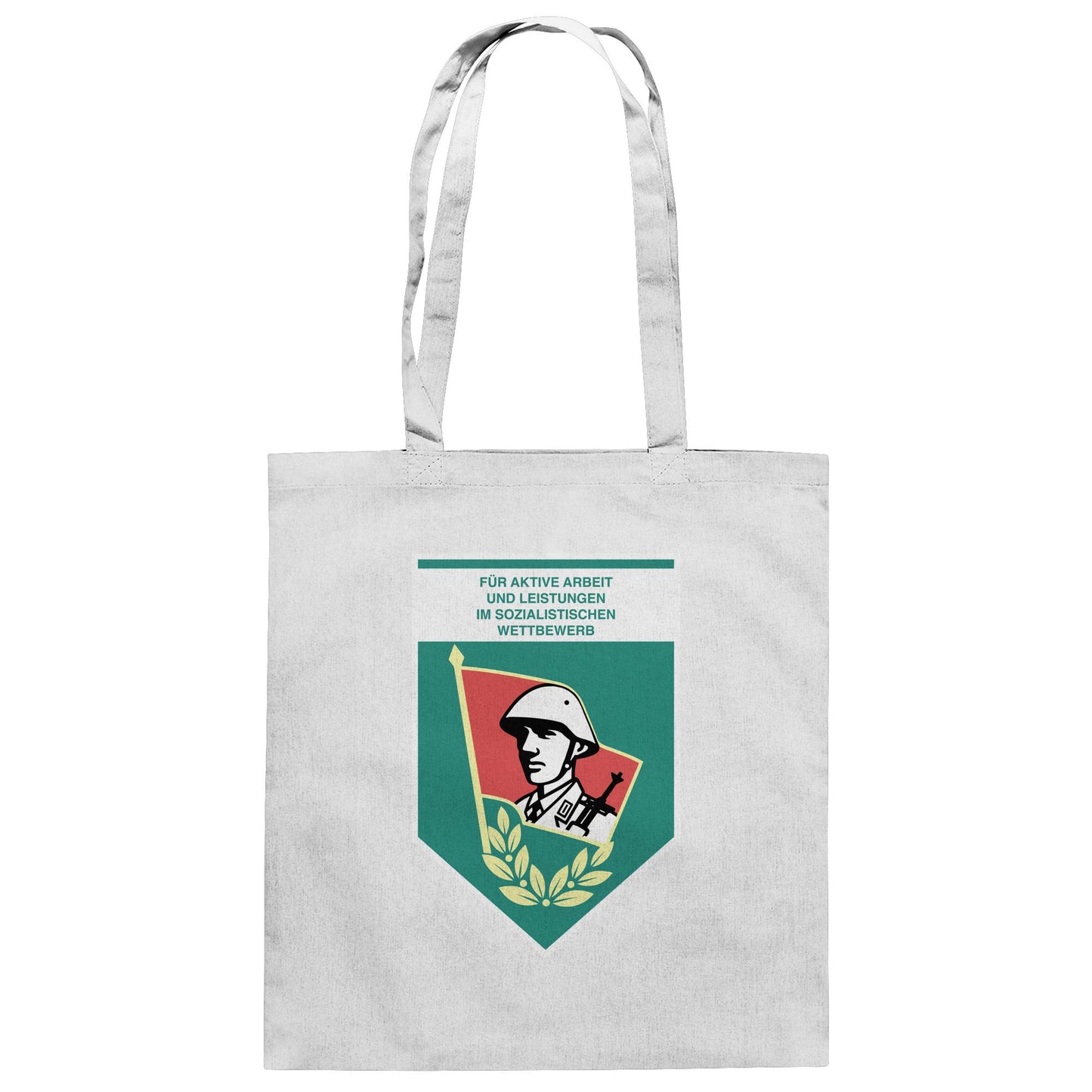 DDR Ostalgie Baumwolltasche • FÜR AKTIVE LEISTUNG UND ARBEIT (ORIGINAL WIMPEL)