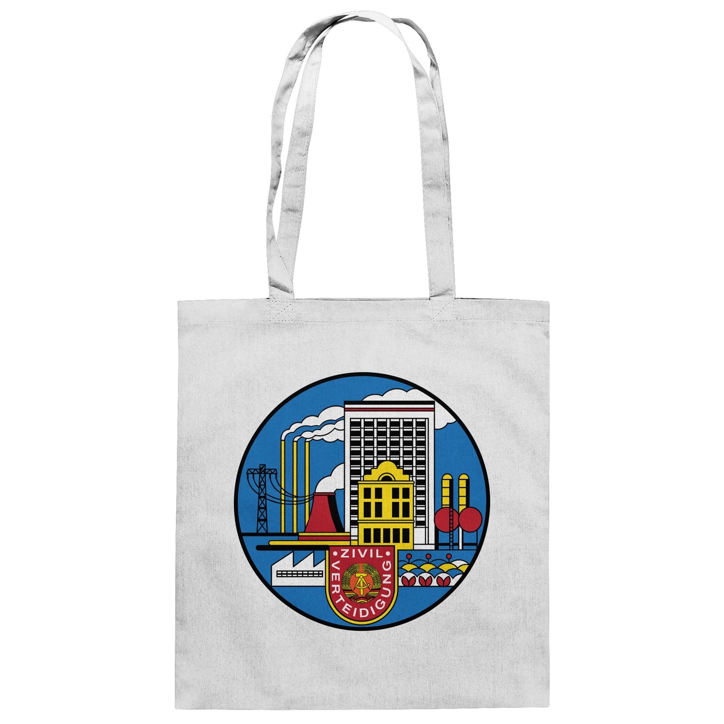DDR Ostalgie Baumwolltasche • DDR ZIVILVERTEIDIGUNG (ORIGINAL GLAS-DESIGN)