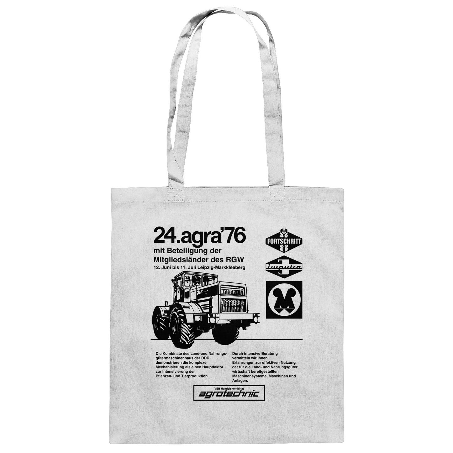 DDR Ostalgie Baumwolltasche • AGRA 1976, LEIPZIG-MARKKLEEBERG