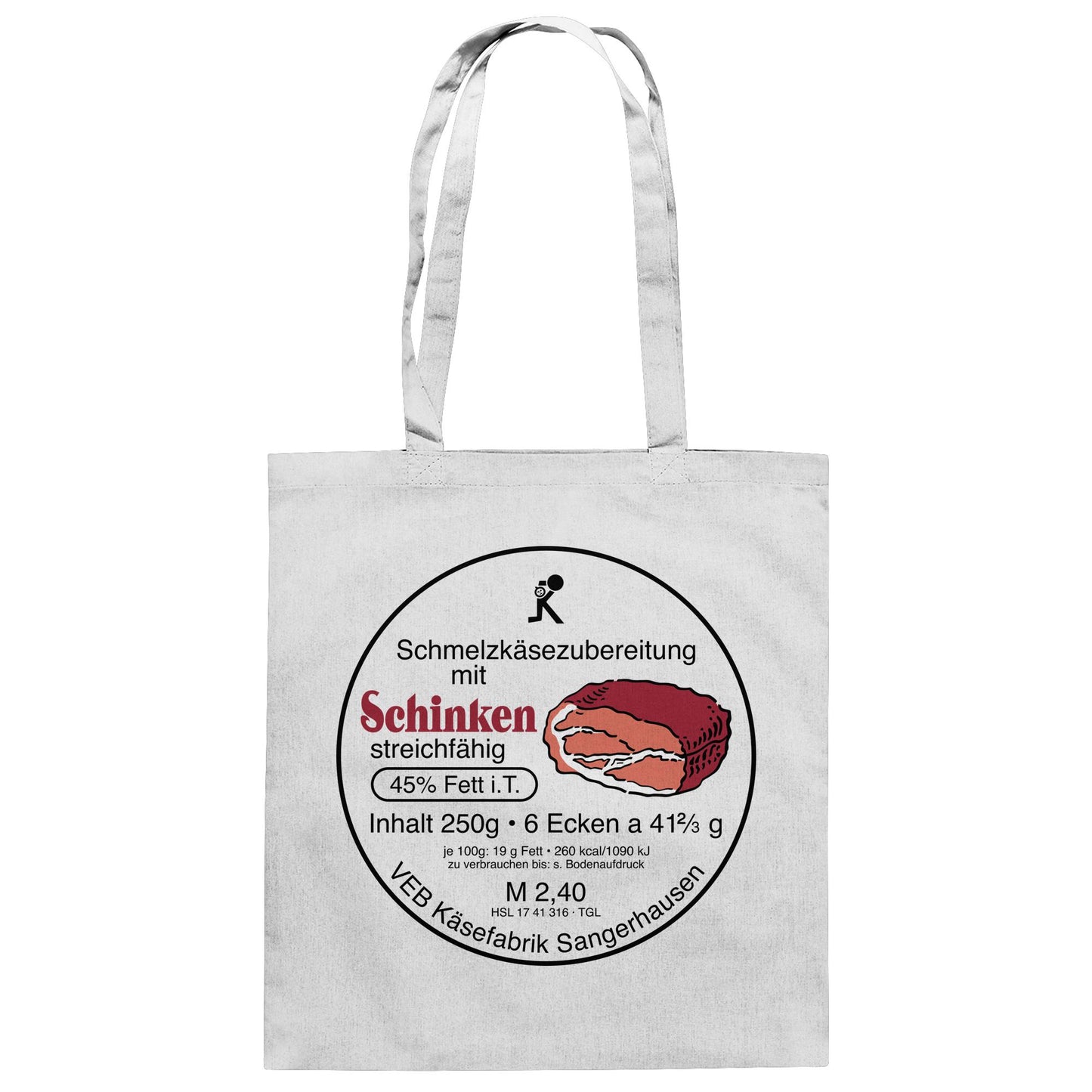 DDR Ostalgie Baumwolltasche • SCHMELZKÄSE MIT SCHINKEN - VEB KÄSEFABRIK SANGERHAUSEN