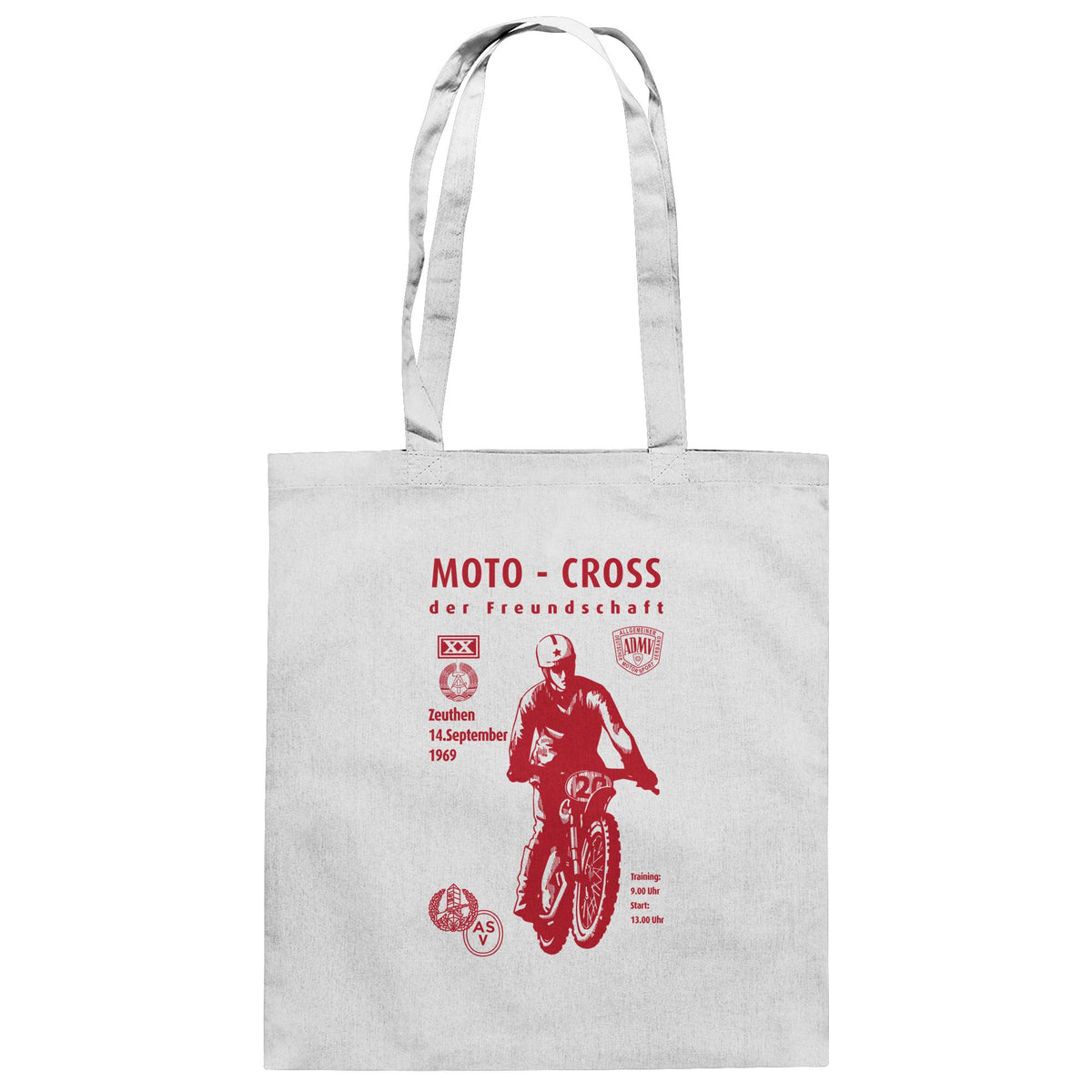 DDR Ostalgie Baumwolltasche • ASV MOTO-CROSS DER FREUNDSCHAFT, ZEUTHEN 1969