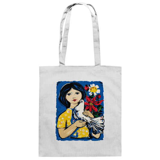 DDR Ostalgie Baumwolltasche • WALTER WOMACKA - MÄDCHEN MIT FRIEDENSTAUBE
