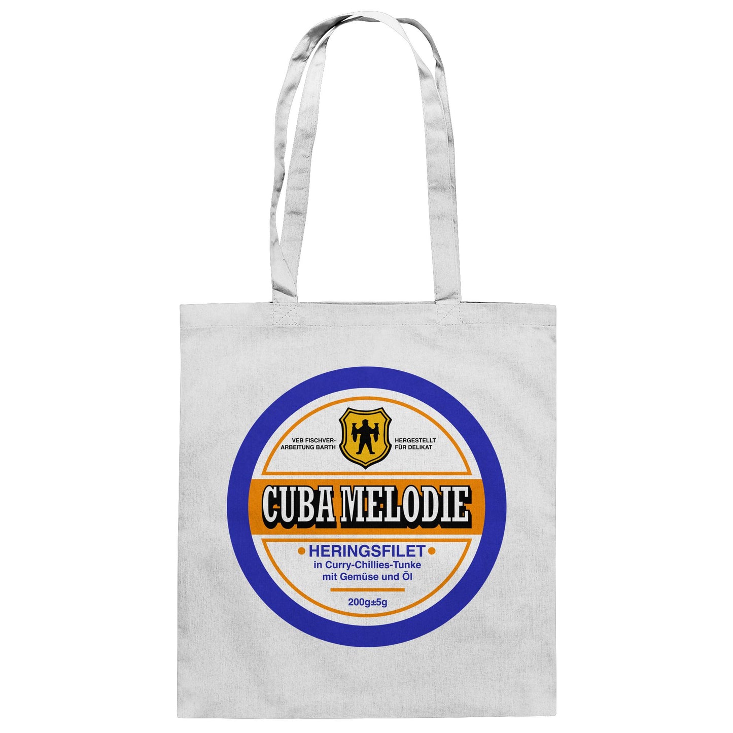 DDR Ostalgie Baumwolltasche • CUBA MELODIE HERINGSFILET - VEB FISCHVERARBEITUNG BARTH