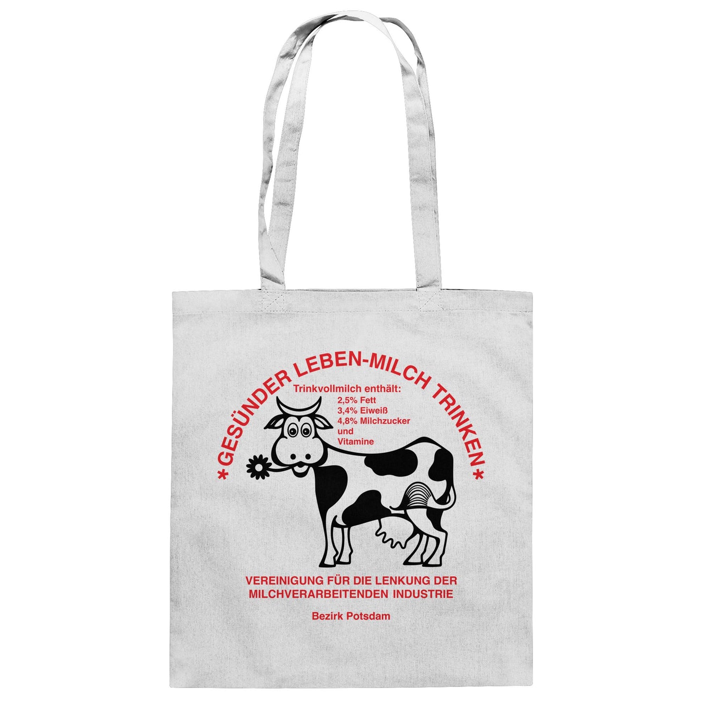 DDR Ostalgie Baumwolltasche • GESÜNDER LEBEN - MILCH TRINKEN, POTSDAM
