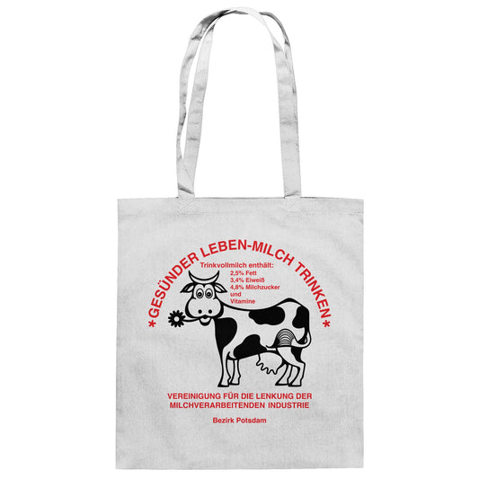 DDR Ostalgie Baumwolltasche • GESÜNDER LEBEN - MILCH TRINKEN, POTSDAM
