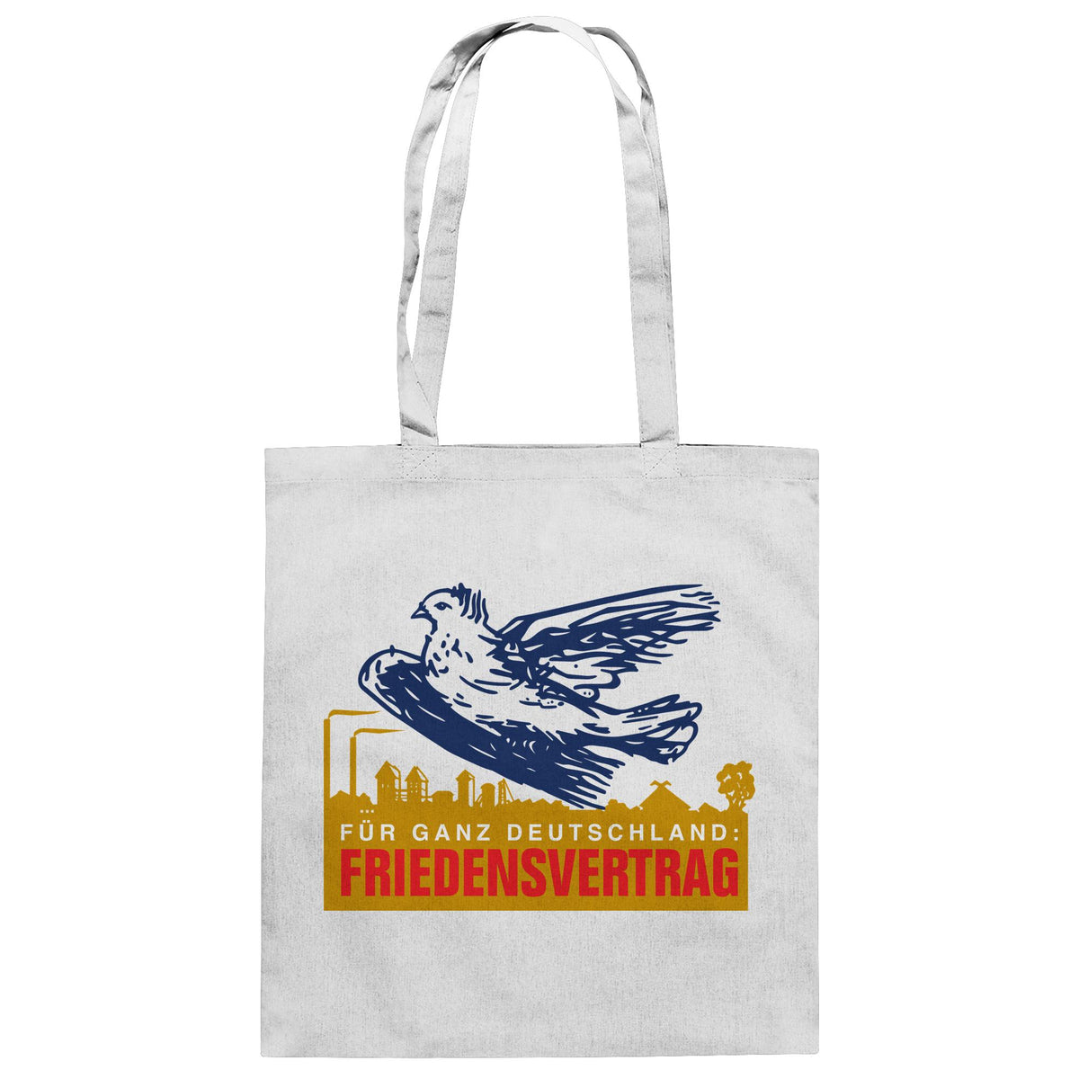 DDR Ostalgie Baumwolltasche • FRIEDENSVERTRAG FÜR GANZ DEUTSCHLAND (ORIGINAL-PIN)