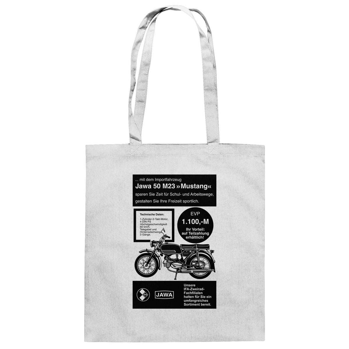 DDR Ostalgie Baumwolltasche • JAWA 50 M23 (ORIGINAL-PLAKAT)