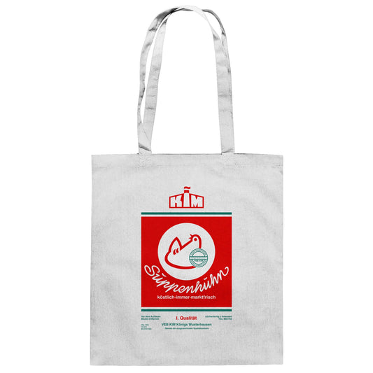 DDR Ostalgie Baumwolltasche • SUPPENHUHN - VEB KIM KÖNIGS WUSTERHAUSEN