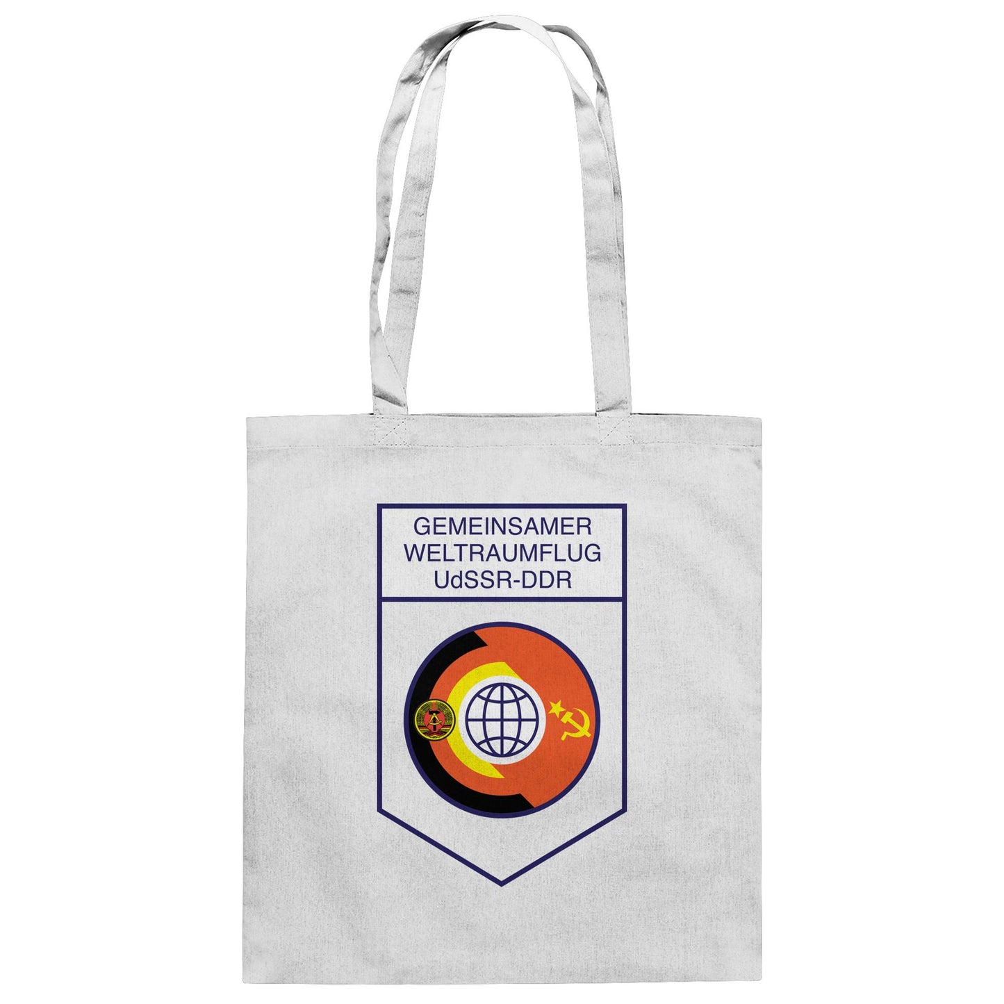 DDR Ostalgie Baumwolltasche • GEMEINSAMER WELTRAUMFLUG UDSSR-DDR (ORIGINAL WIMPEL)
