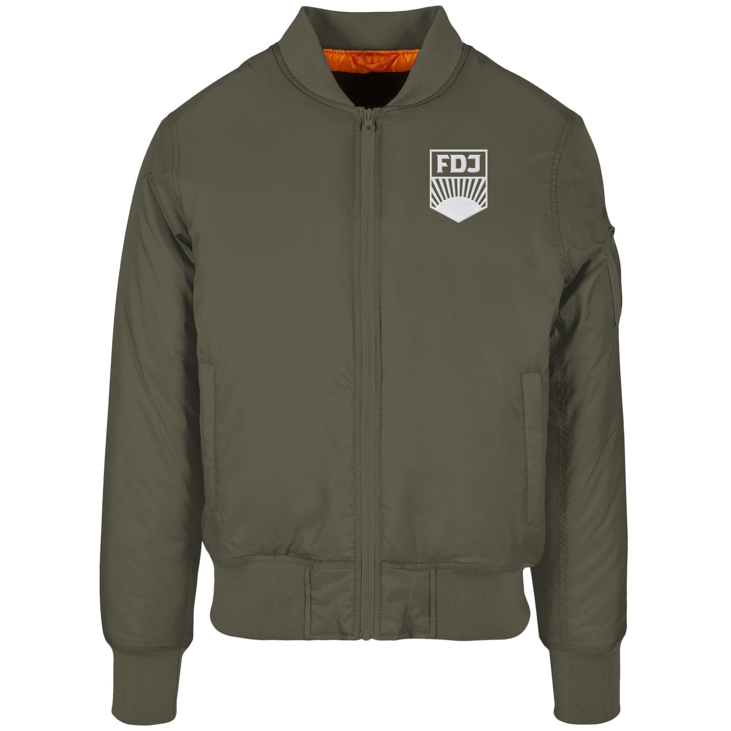 DDR Ostalgie Bomberjacke bestickt • FDJ FREIE DEUTSCHE JUGEND weiß