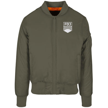 DDR Ostalgie Bomberjacke bestickt • FDJ FREIE DEUTSCHE JUGEND weiß