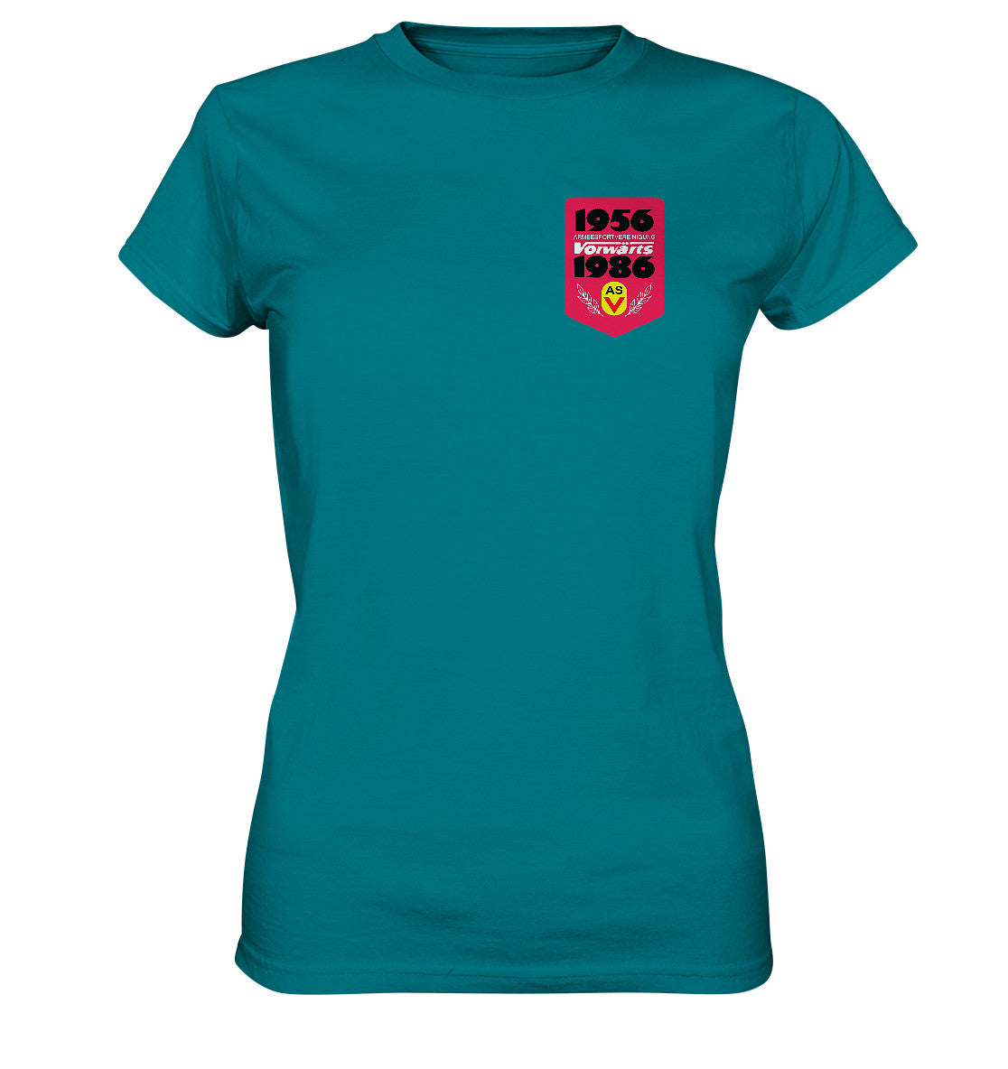 DDR Ostalgie Shirt Mädels • ARMEESPORTVEREINIGUNG VORWÄRTS 1956-1986, BRUST BADGE