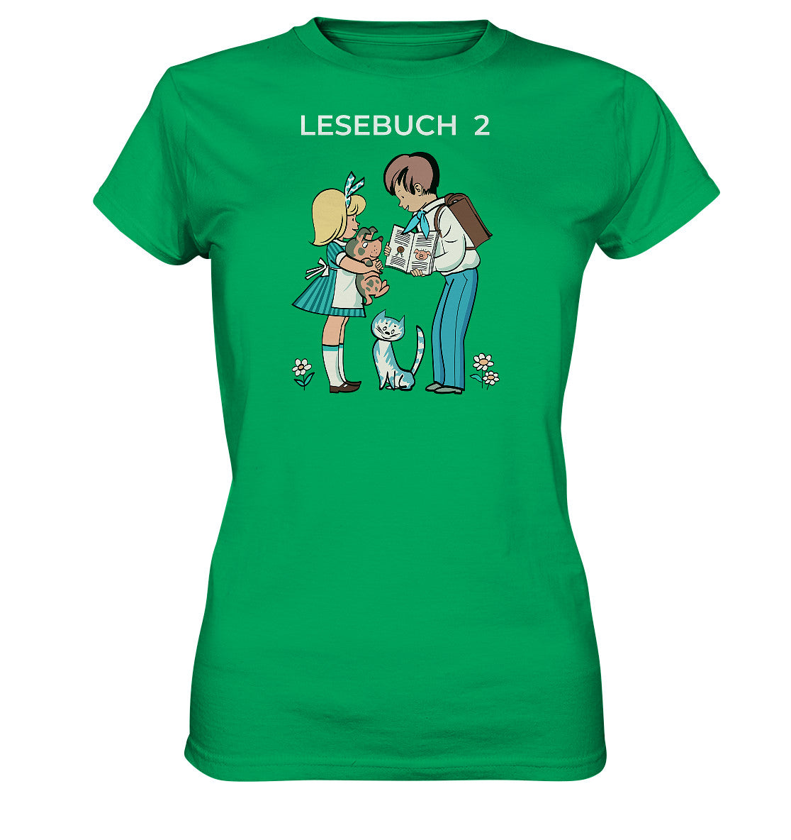 DDR Ostalgie Shirt Mädels • LESEBUCH 2. KLASSE DDR
