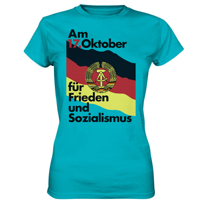 DDR Ostalgie Shirt Mädels • FÜR FRIEDEN UND SOZIALISMUS (ORIGINAL DDR-PLAKAT)