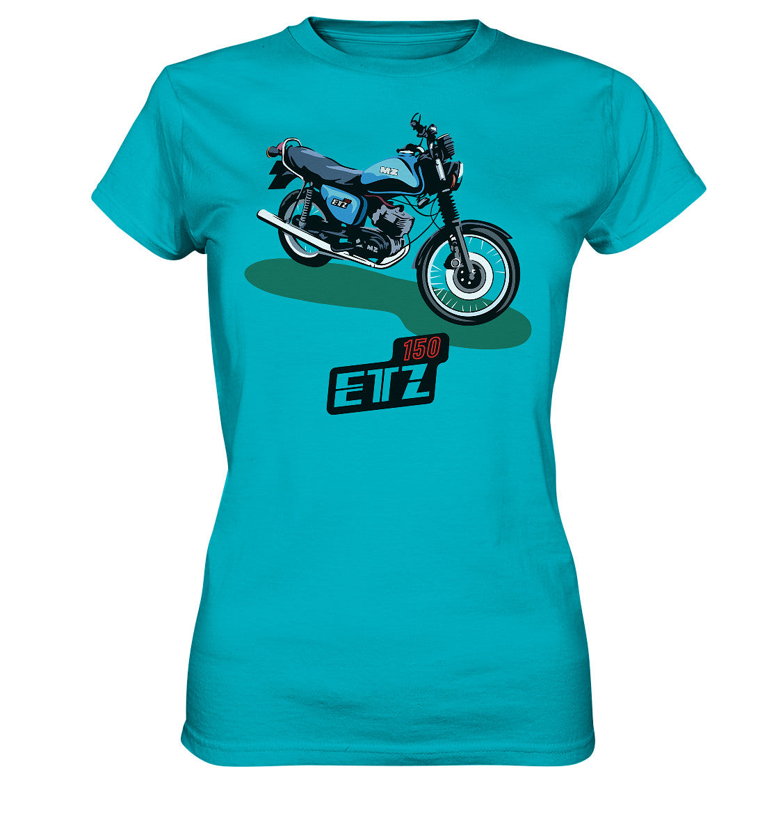 DDR Ostalgie Shirt Mädels • MZ ETZ 150 BLAU (ORIGINAL DDR-PLAKAT)
