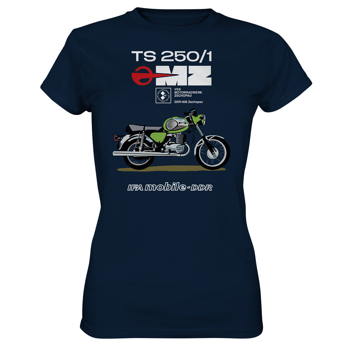 DDR Ostalgie Shirt Mädels • MZ TS 250 GRÜN (ORIGINAL DDR-PLAKAT)