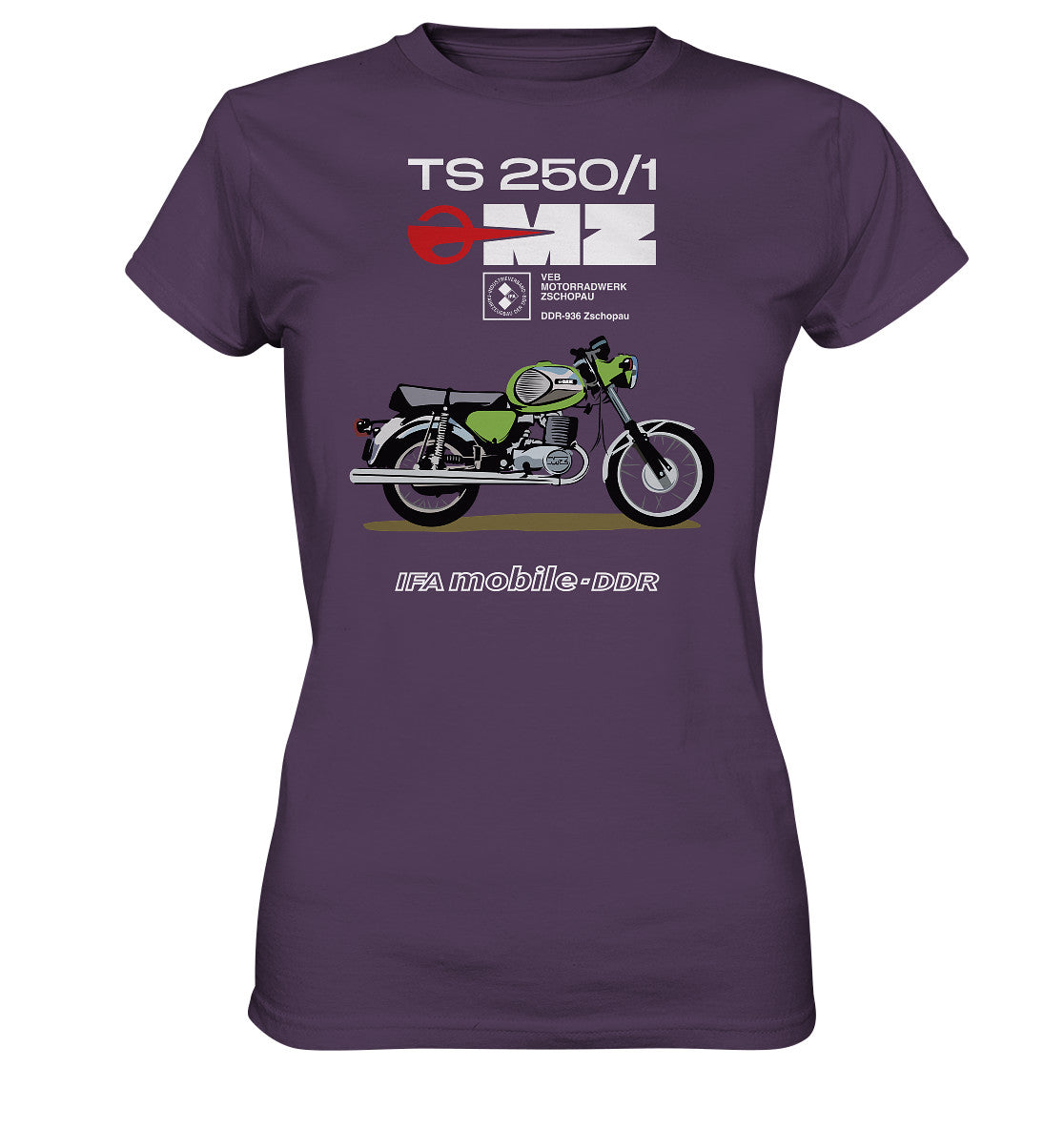 DDR Ostalgie Shirt Mädels • MZ TS 250 GRÜN (ORIGINAL DDR-PLAKAT)