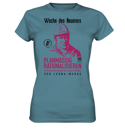DDR Ostalgie Shirt Mädels • LEUNA - PLANMÄSSIG RATIONALISIEREN (DDR-ORIGINAL-PLAKAT)