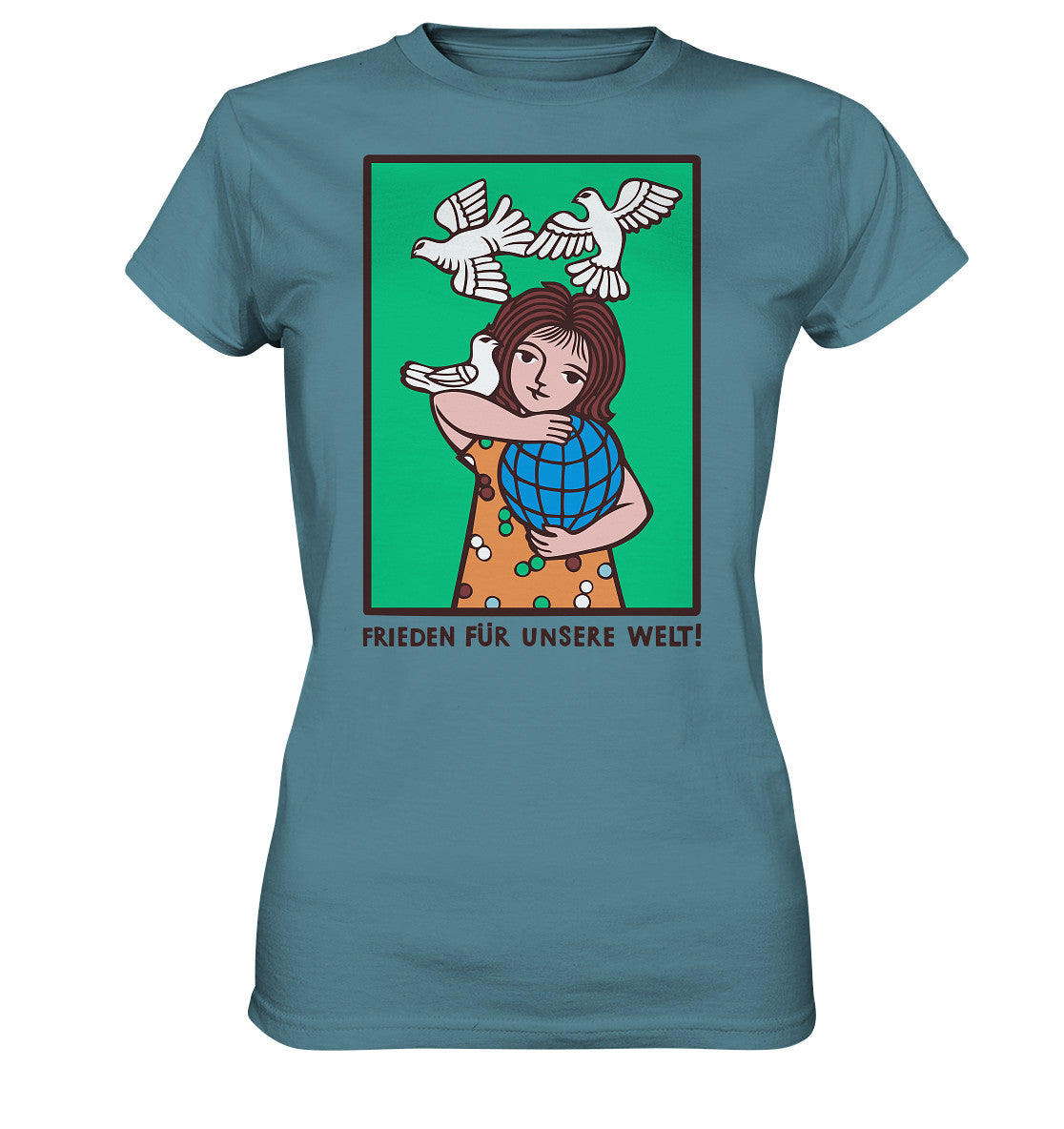 DDR Ostalgie Shirt Mädels • FRIEDEN FÜR UNSERE WELT! (DDR-ORIGINAL-PLAKAT)