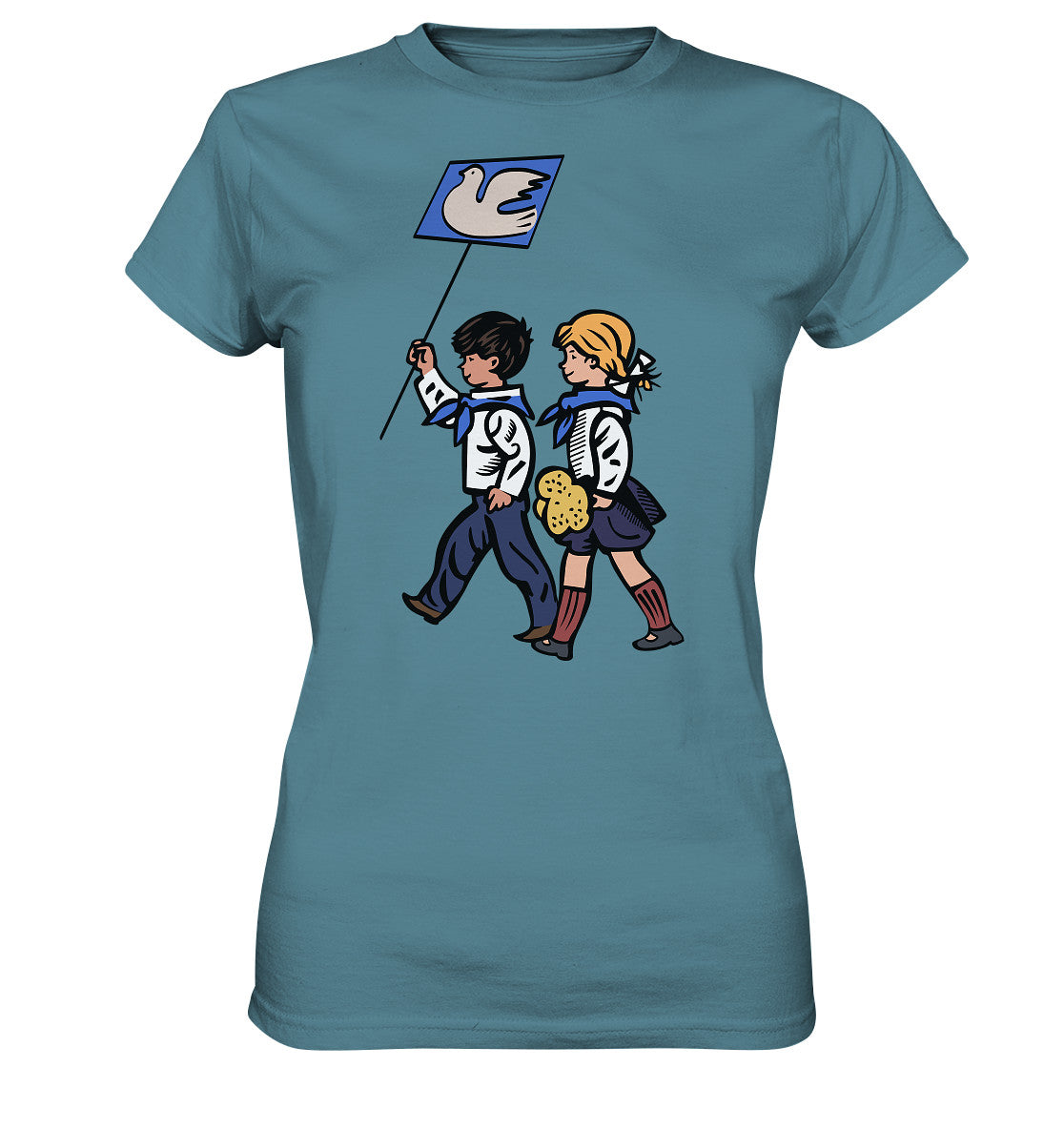 DDR Ostalgie Shirt Mädels • KLEINE WEISSE FRIEDENSTAUBE - ILLUSTRATION UNSERE FIBEL