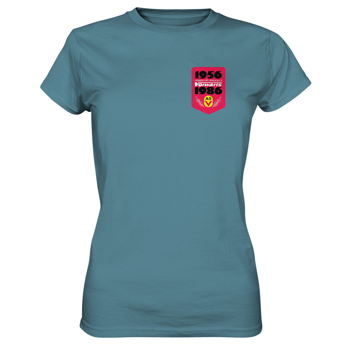 DDR Ostalgie Shirt Mädels • ARMEESPORTVEREINIGUNG VORWÄRTS 1956-1986, BRUST BADGE