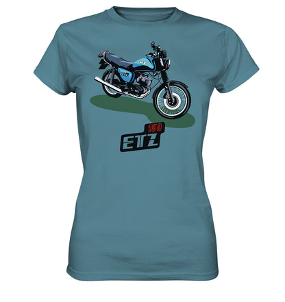 DDR Ostalgie Shirt Mädels • MZ ETZ 150 BLAU (ORIGINAL DDR-PLAKAT)