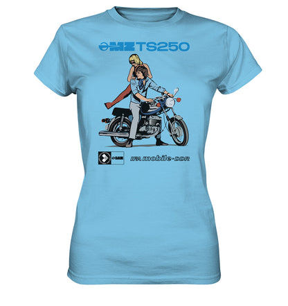 DDR Ostalgie Shirt Mädels • MZ TS 250 BLAU (ORIGINAL DDR-PLAKAT)