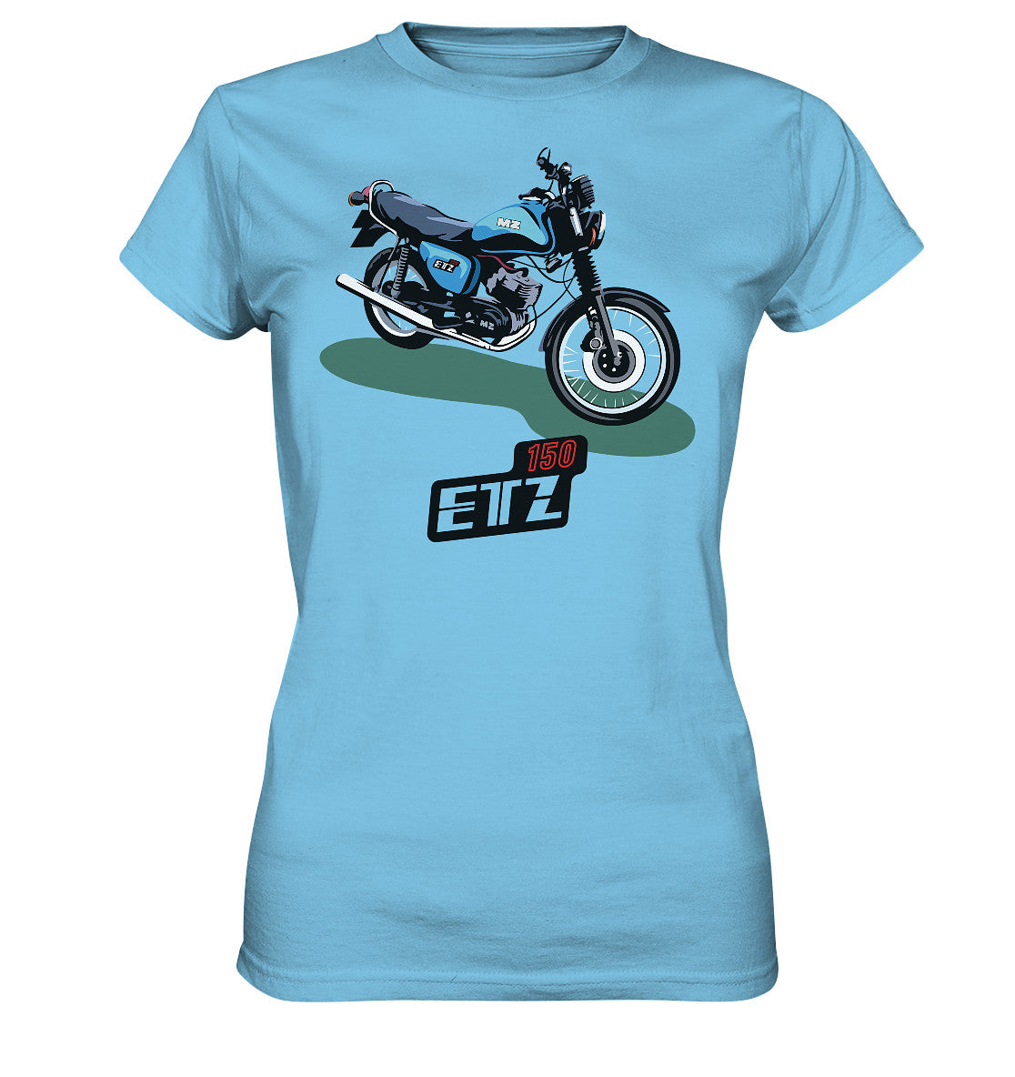 DDR Ostalgie Shirt Mädels • MZ ETZ 150 BLAU (ORIGINAL DDR-PLAKAT)