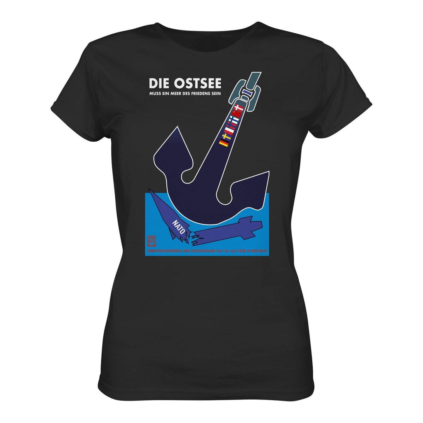 DDR Ostalgie Shirt Mädels • DIE OSTSEE MUSS EIN MEER DES FRIEDENS SEIN, ARBEITERKONFERENZ 1958