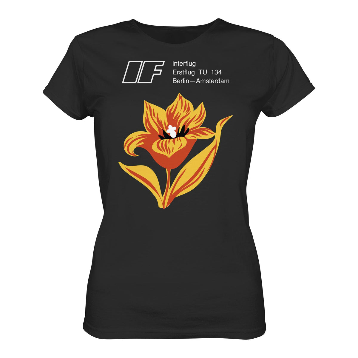 DDR Ostalgie Shirt Mädels • INTERFLUG BERLIN - AMSTERDAM (ORIGINAL SONDERSTEMPEL)