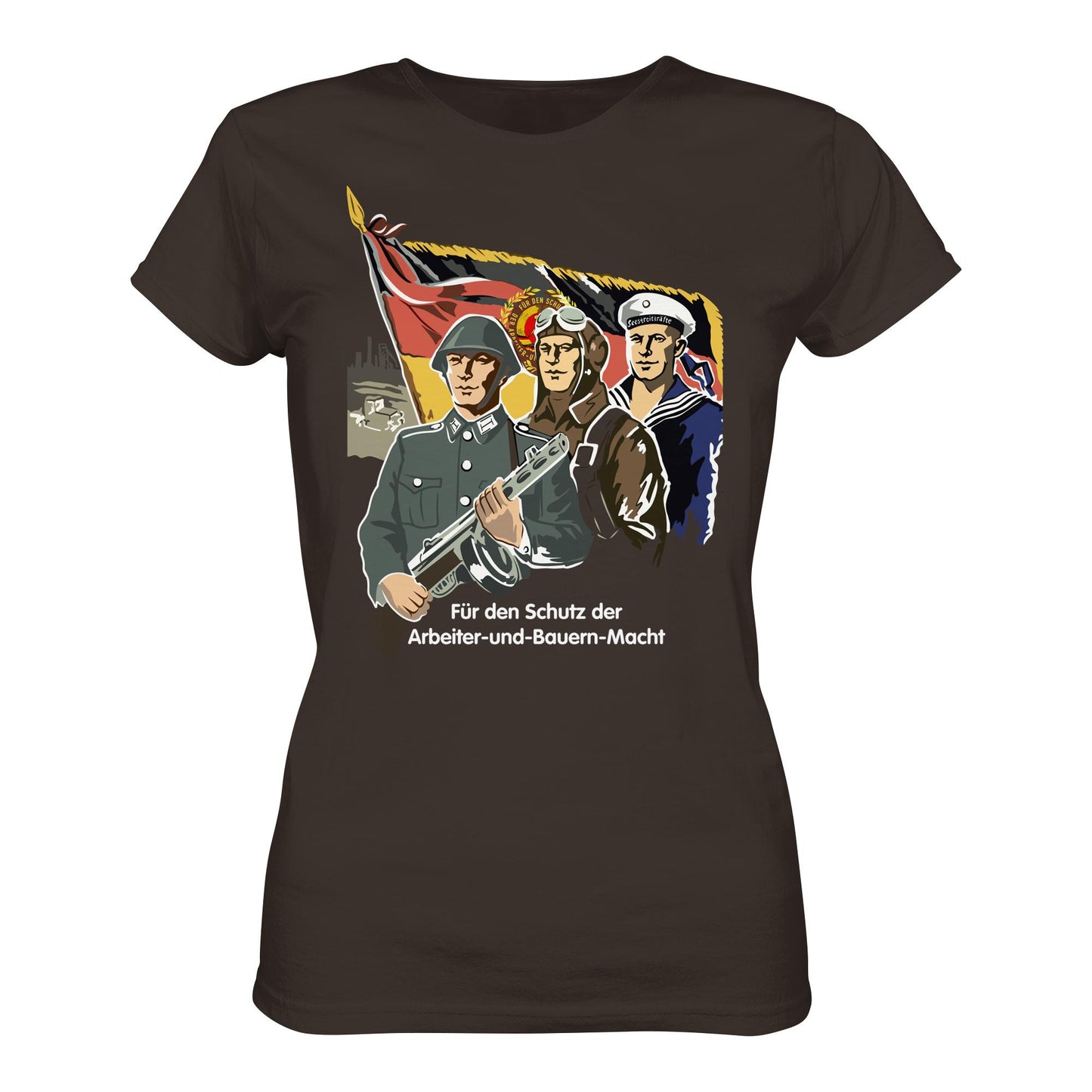 DDR Ostalgie Shirt Mädels • FÜR DEN SCHUTZ DER ARBEITER-UND-BAUERN-MACHT (NVA ORIGINAL-PLAKAT)