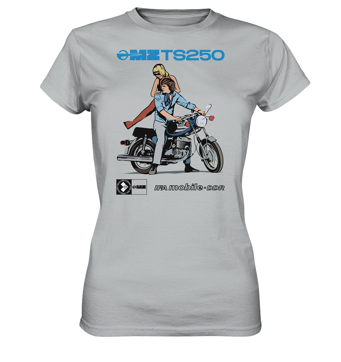 DDR Ostalgie Shirt Mädels • MZ TS 250 BLAU (ORIGINAL DDR-PLAKAT)