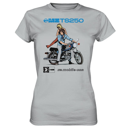 DDR Ostalgie Shirt Mädels • MZ TS 250 BLAU (ORIGINAL DDR-PLAKAT)