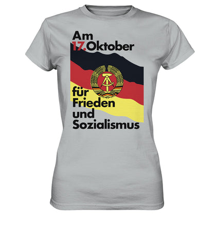 DDR Ostalgie Shirt Mädels • FÜR FRIEDEN UND SOZIALISMUS (ORIGINAL DDR-PLAKAT)