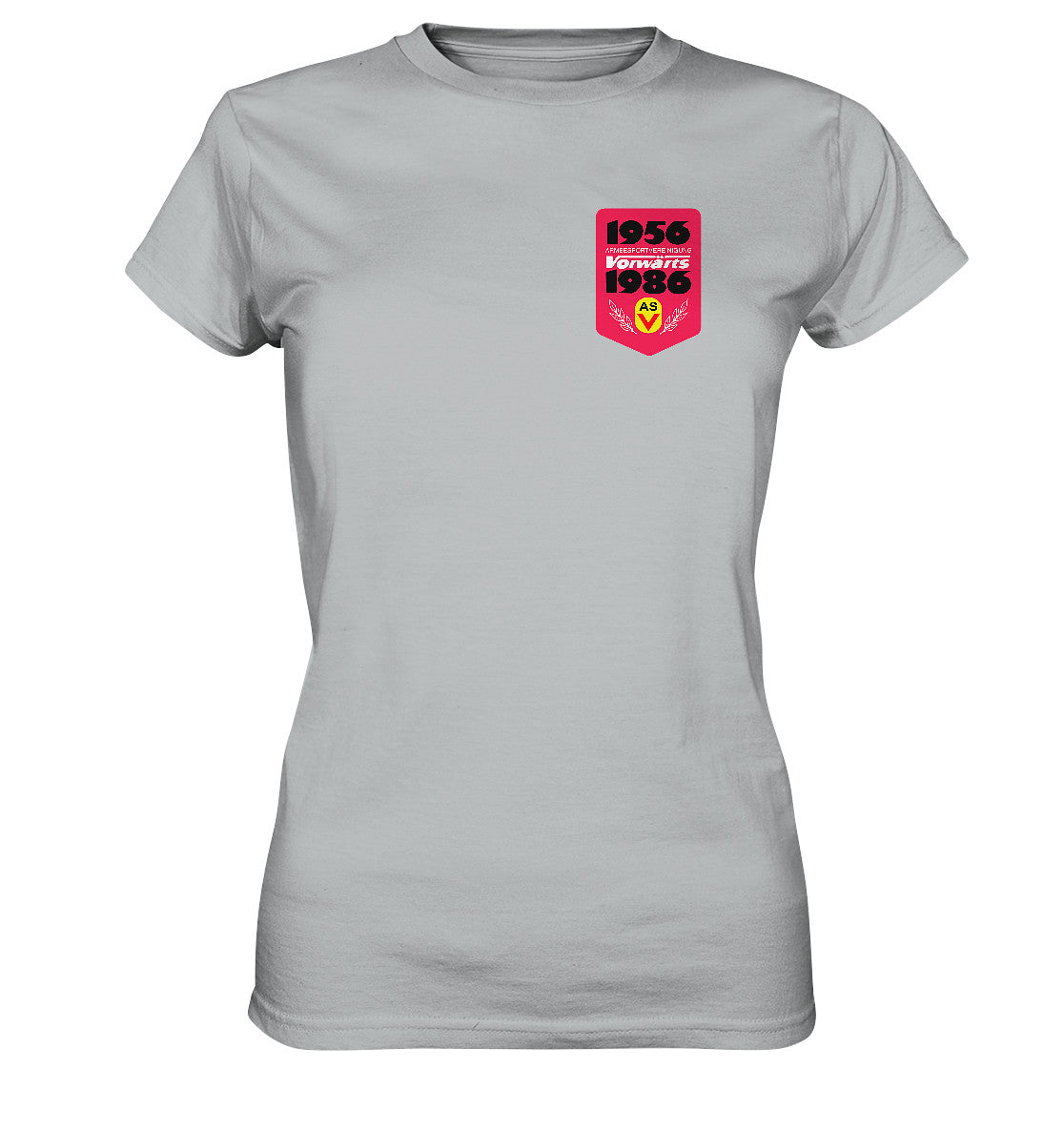 DDR Ostalgie Shirt Mädels • ARMEESPORTVEREINIGUNG VORWÄRTS 1956-1986, BRUST BADGE