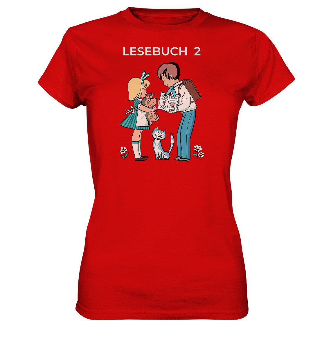 DDR Ostalgie Shirt Mädels • LESEBUCH 2. KLASSE DDR