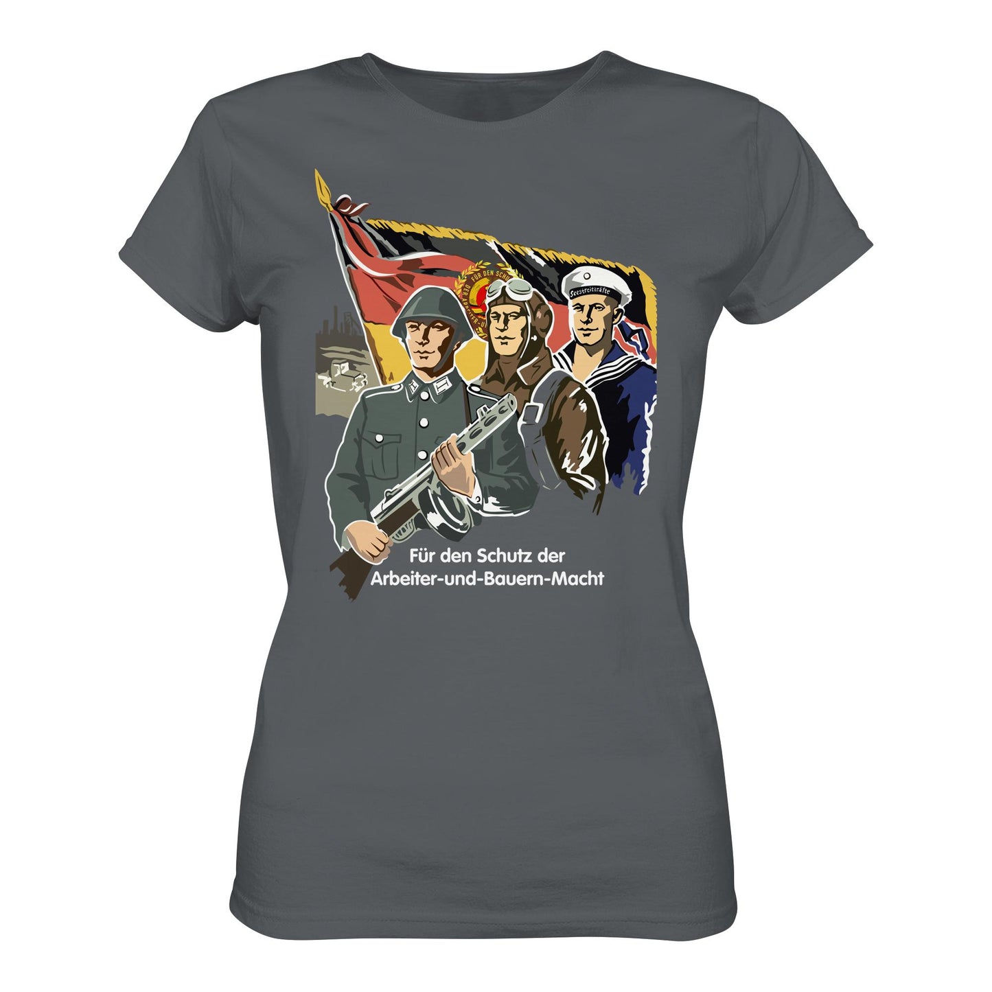 DDR Ostalgie Shirt Mädels • FÜR DEN SCHUTZ DER ARBEITER-UND-BAUERN-MACHT (NVA ORIGINAL-PLAKAT)