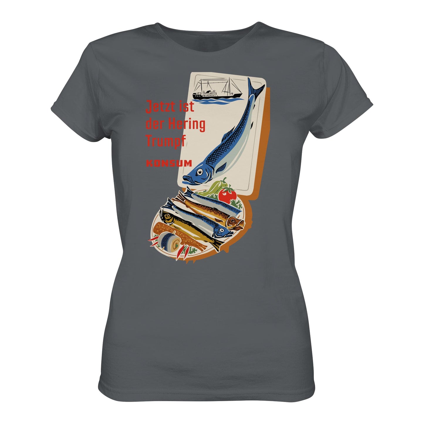 DDR Ostalgie Shirt Mädels • JETZT IST DER HERING TRUMPF (ORIGINAL KONSUM-PLAKAT)