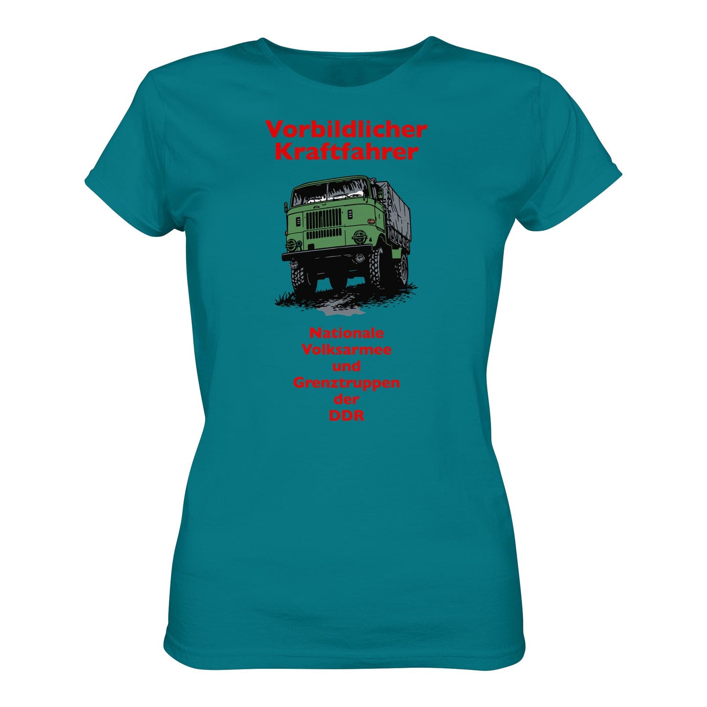 DDR Ostalgie Shirt Mädels • VORBILDLICHER KRAFTFAHRER, NVA (ORIGINAL WIMPELMOTIV)
