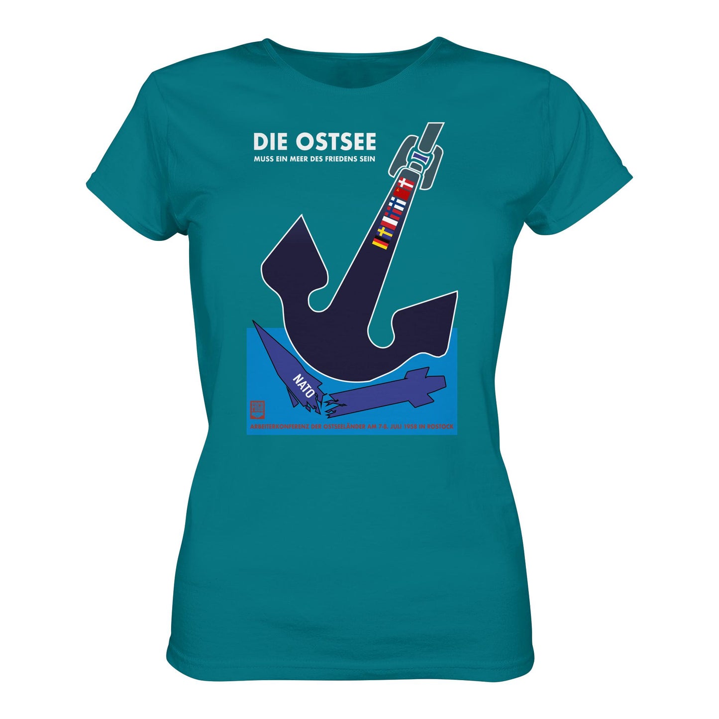 DDR Ostalgie Shirt Mädels • DIE OSTSEE MUSS EIN MEER DES FRIEDENS SEIN, ARBEITERKONFERENZ 1958