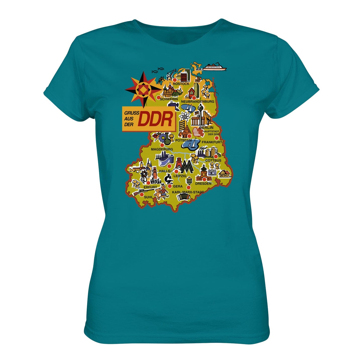 DDR Ostalgie Shirt Mädels • GRUSS AUS DER DDR (ORIGINAL POSTKARTE)