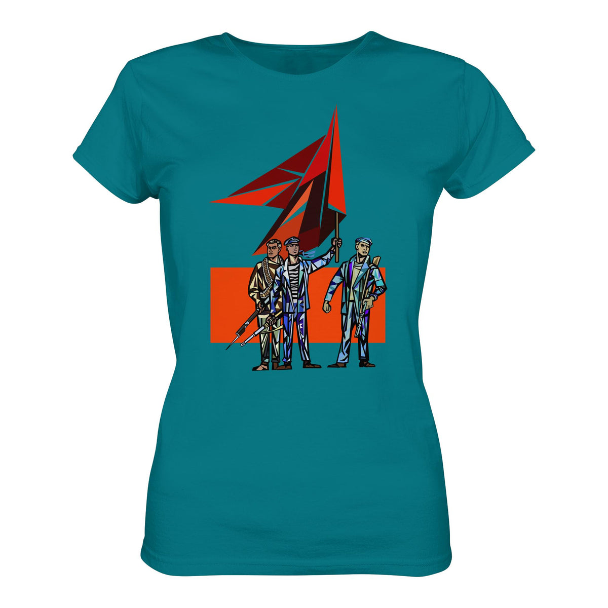 DDR Ostalgie Shirt Mädels • WALTER WOMACKA - BEWAFFNETE ARBEITER (STAATSRATSGEBÄUDE, Aus der Geschichte der Deutschen Arbeiterbewegung, 1964)