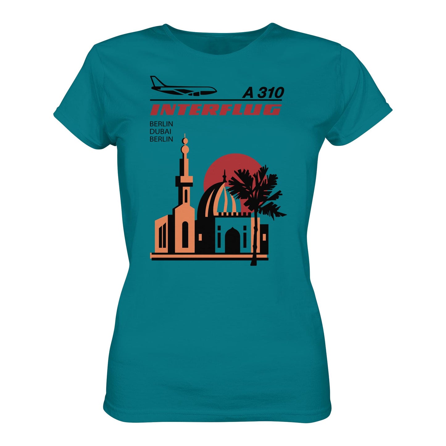 DDR Ostalgie Shirt Mädels • INTERFLUG BERLIN - DUBAI (ORIGINAL SONDERSTEMPEL)