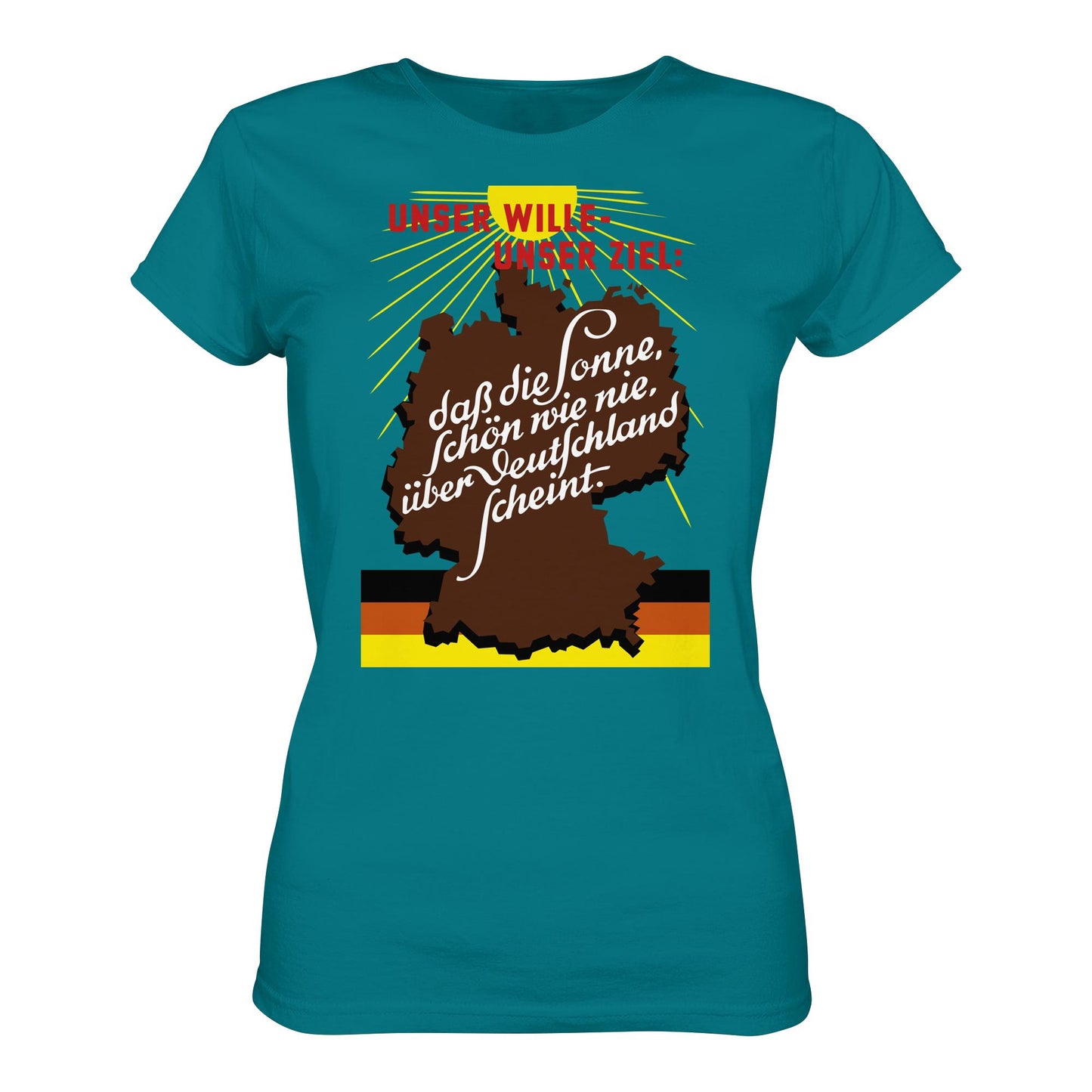 DDR Ostalgie Shirt Mädels • DASS DIE SONNE SCHÖN WIE NIE, ÜBER DEUTSCHLAND SCHEINT - ORIGINAL DDR-PLAKAT