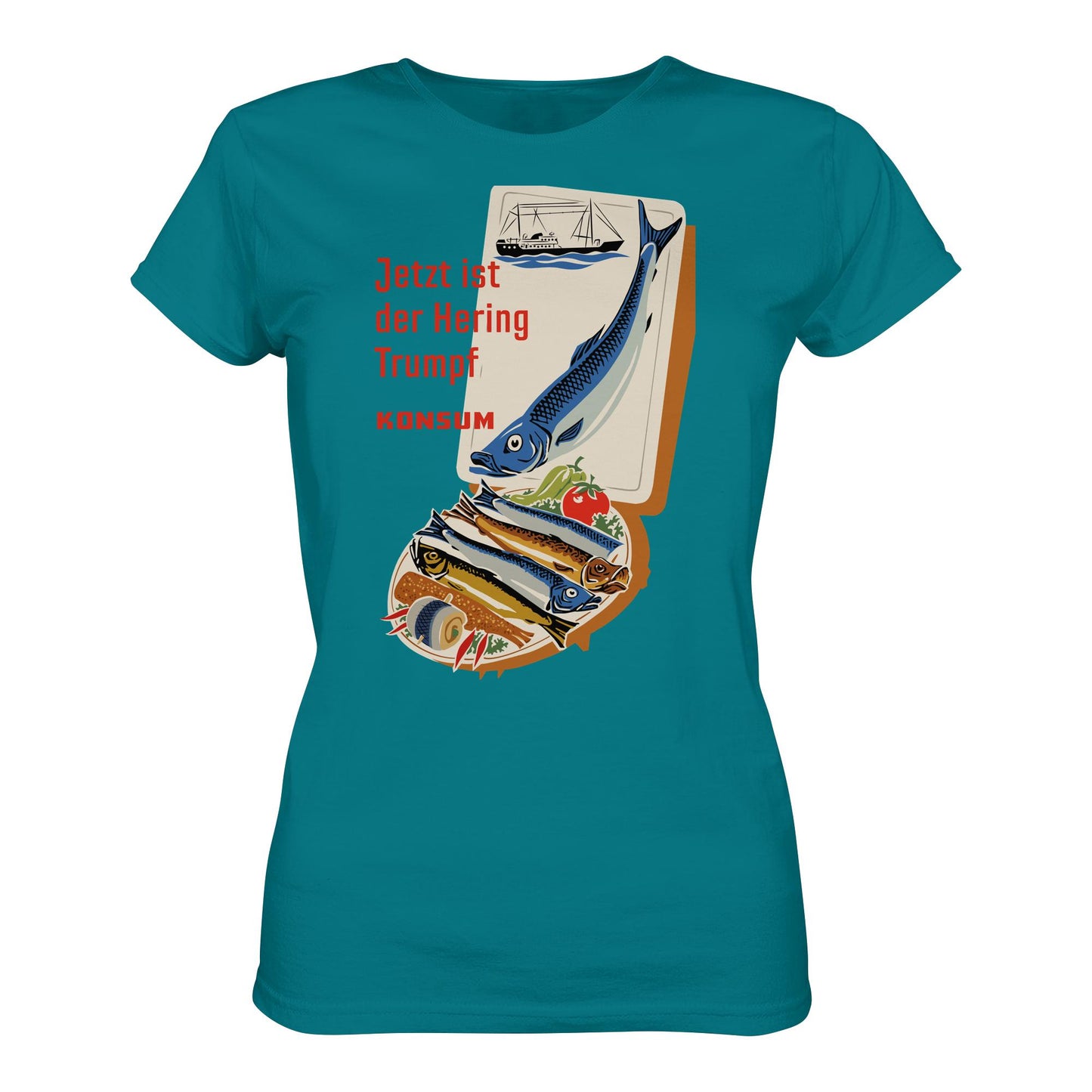 DDR Ostalgie Shirt Mädels • JETZT IST DER HERING TRUMPF (ORIGINAL KONSUM-PLAKAT)